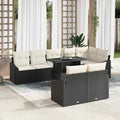 Garten-Sofa-Set mit Kissen mit Speicher 9 pcs Schwarz und Creme