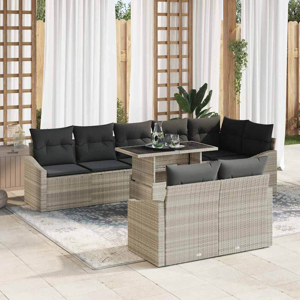 Garten-Sofa-Set mit Kissen 9 pcs Hellgrau und Dunkelgrau