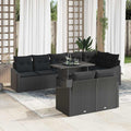 Garten-Sofa-Set mit Kissen mit Speicher 9 pcs Schwarz