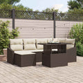 Garten-Sofa-Set mit Kissen mit Speicher 7 pcs Braun und Creme