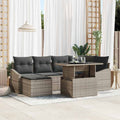 Garten-Sofa-Set mit Kissen mit Speicher 7 pcs Grau