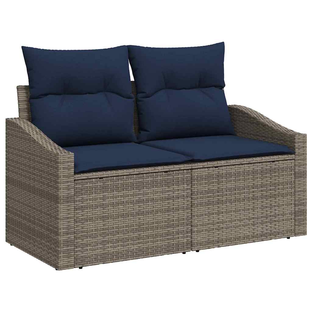 Garten-Sofa-Set mit Kissen 8 pcs Grau und Marineblau