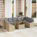 Garten-Sofa-Set mit Kissen mit Kissen 10 pcs Beige und Hellgrau