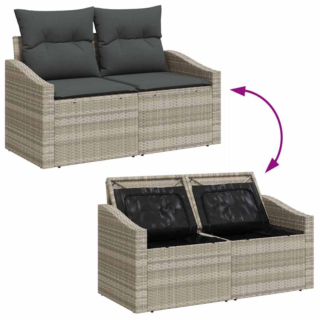 Garten-Sofa-Set mit Kissen 10 pcs Hellgrau und Dunkelgrau