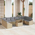 Garten-Sofa-Set mit Kissen mit Kissen 11 pcs Beige und Hellgrau