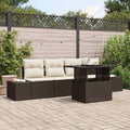 Garten-Sofa-Set mit Kissen mit Speicher 5 pcs Braun und Creme