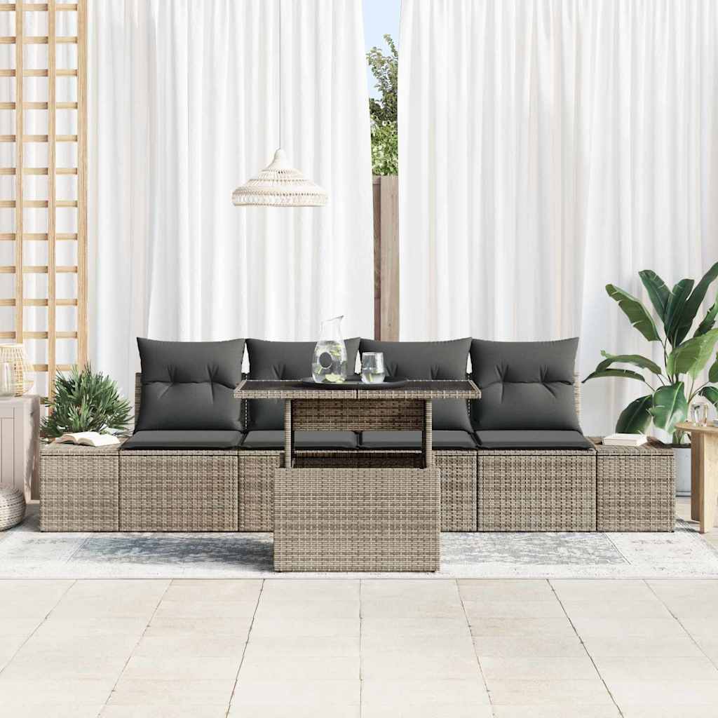Garten-Sofa-Set mit Kissen mit Speicher mit Kissen 5 pcs Grau