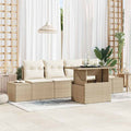 Garten-Sofa-Set mit Kissen mit Speicher 5 pcs Beige und Creme