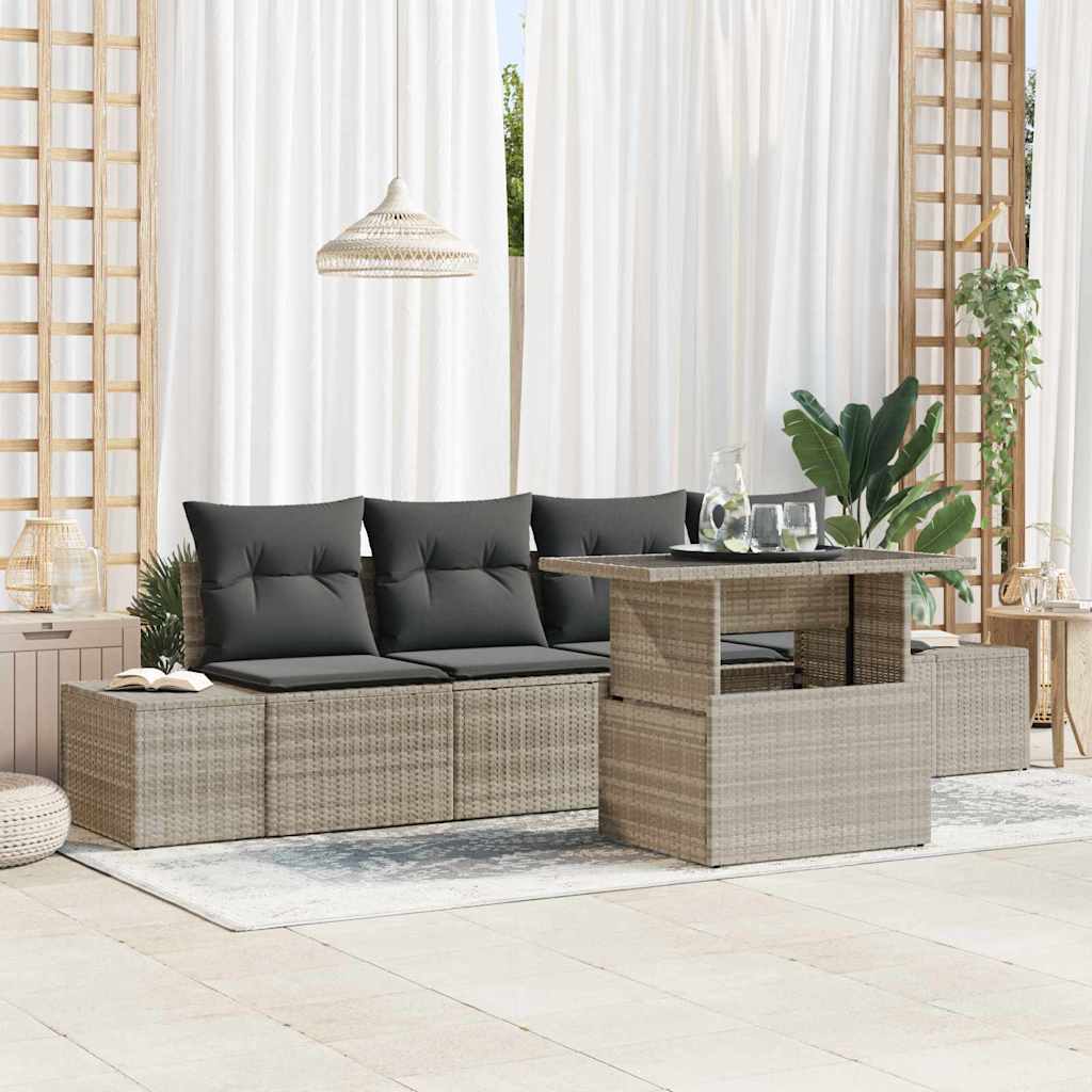 Garten-Sofa-Set mit Kissen 5 pcs Hellgrau und Dunkelgrau