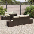 Garten-Sofa-Set mit Kissen mit Speicher 6 pcs Braun und Creme