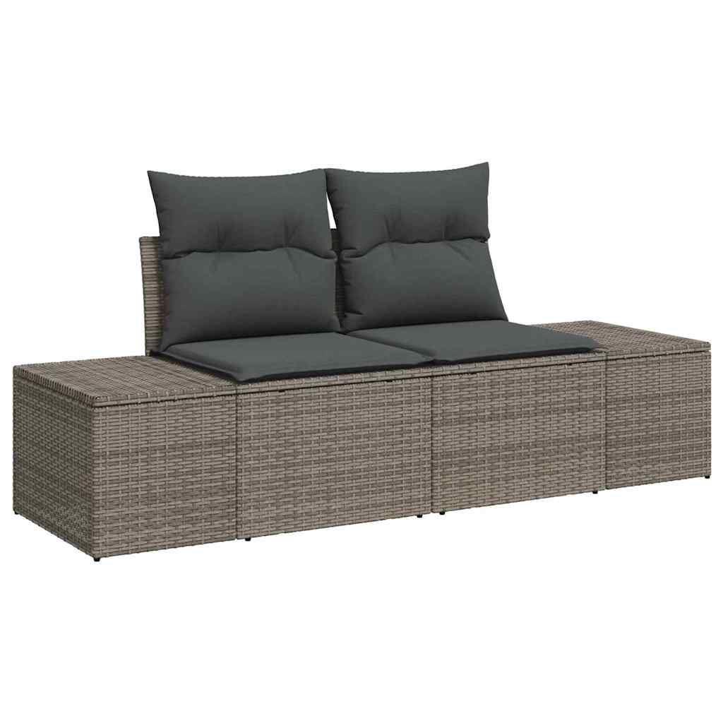 Garten-Sofa-Set mit Kissen mit Speicher mit Kissen 6 pcs Grau
