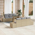 Garten-Sofa-Set mit Kissen 7 pcs Beige und Hellgrau
