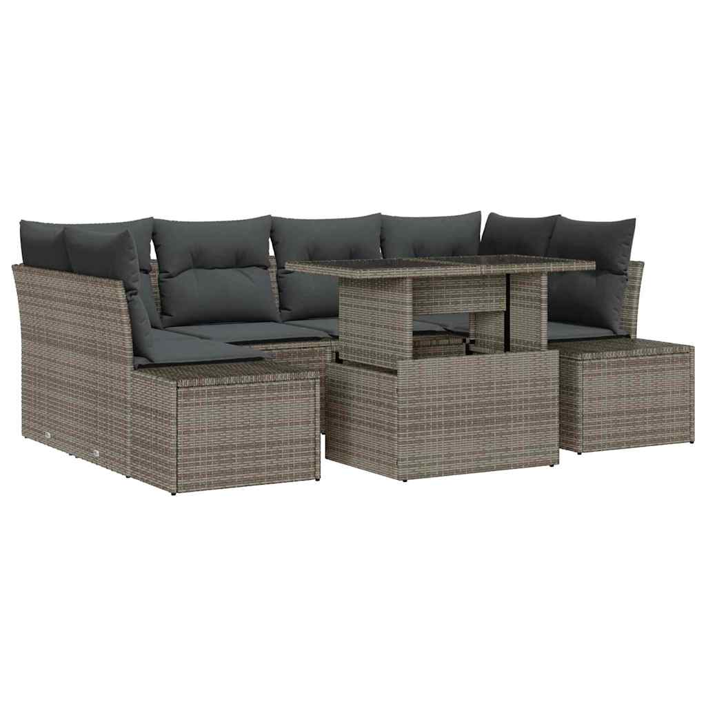 Garten-Sofa-Set mit Kissen 7 pcs Grau