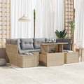 Garten-Sofa-Set mit Kissen 7 pcs Beige und Hellgrau