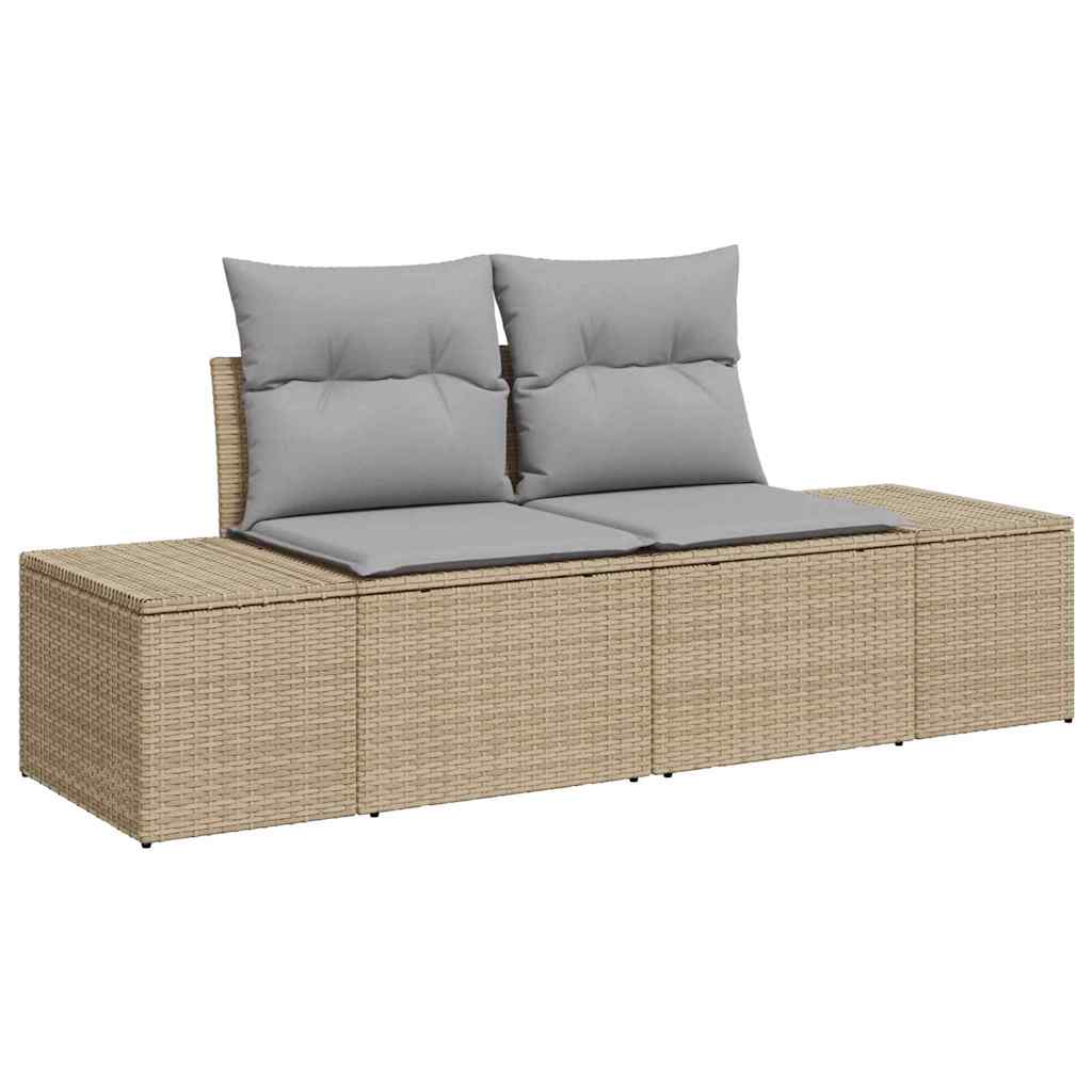 Garten-Sofa-Set mit Kissen 7 pcs Beige und Hellgrau