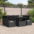 Garten-Sofa-Set mit Kissen 7 pcs Schwarz