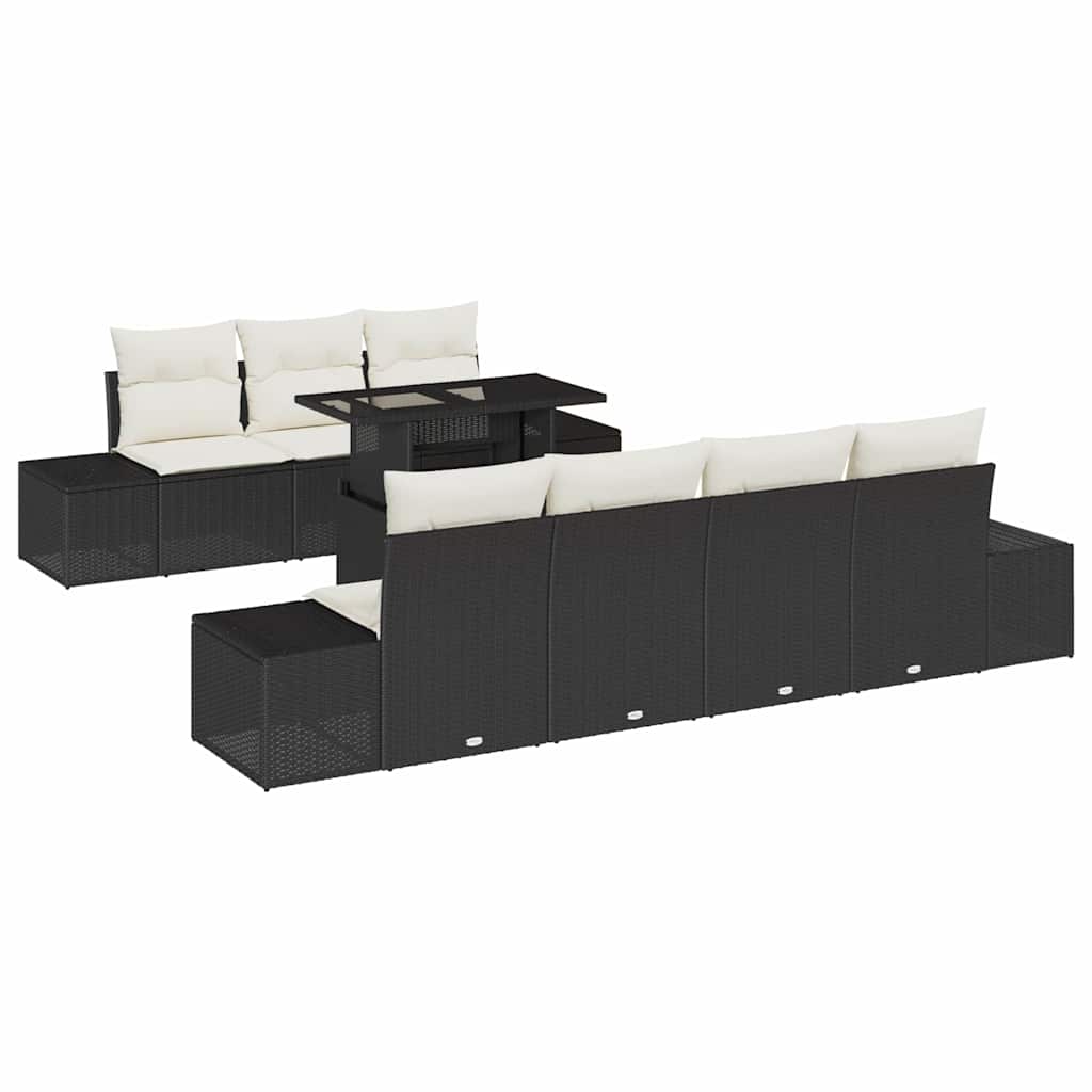 Gartensofa-set mit Kissen 8 pcs Schwarz und Creme