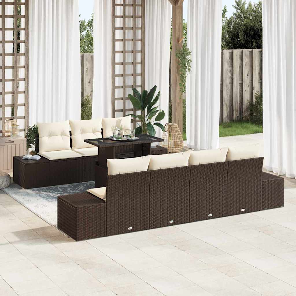 Gartensofa-set mit Kissen 8 pcs Braun und Creme
