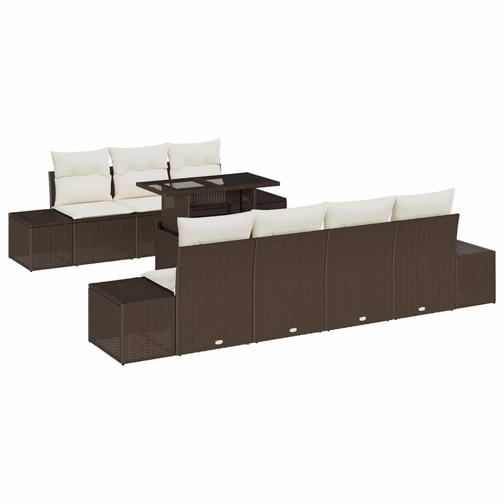 Gartensofa-set mit Kissen 8 pcs Braun und Creme