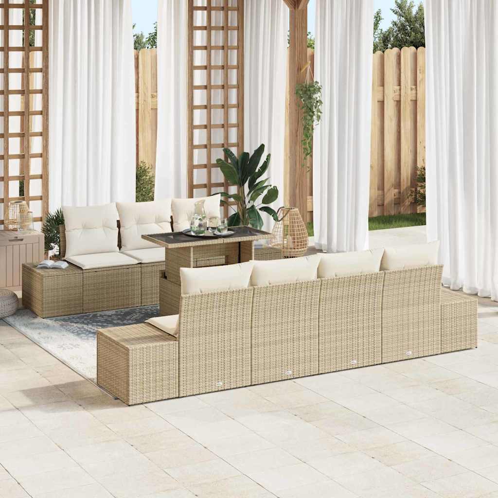 Gartensofa-set mit Kissen 8 pcs Beige und Creme