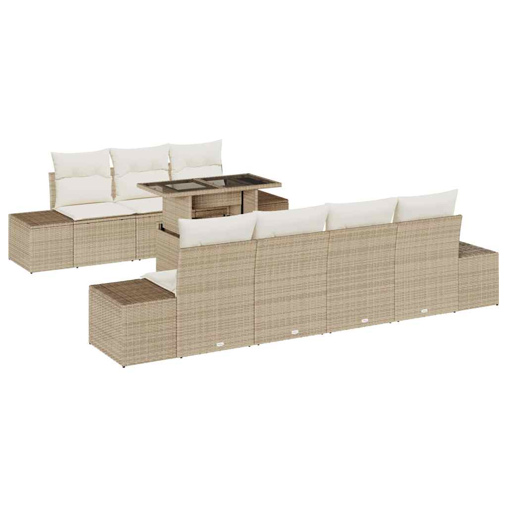 Gartensofa-set mit Kissen 8 pcs Beige und Creme