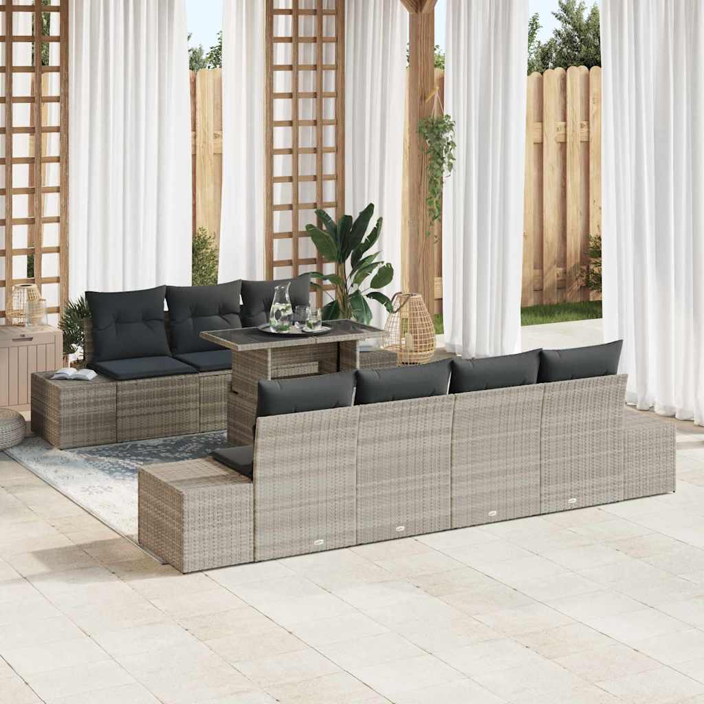 Gartensofa-set mit Kissen 8 pcs Hellgrau und Dunkelgrau