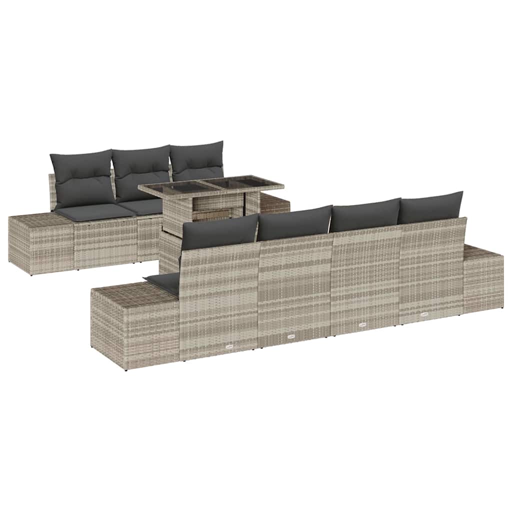 Gartensofa-set mit Kissen 8 pcs Hellgrau und Dunkelgrau