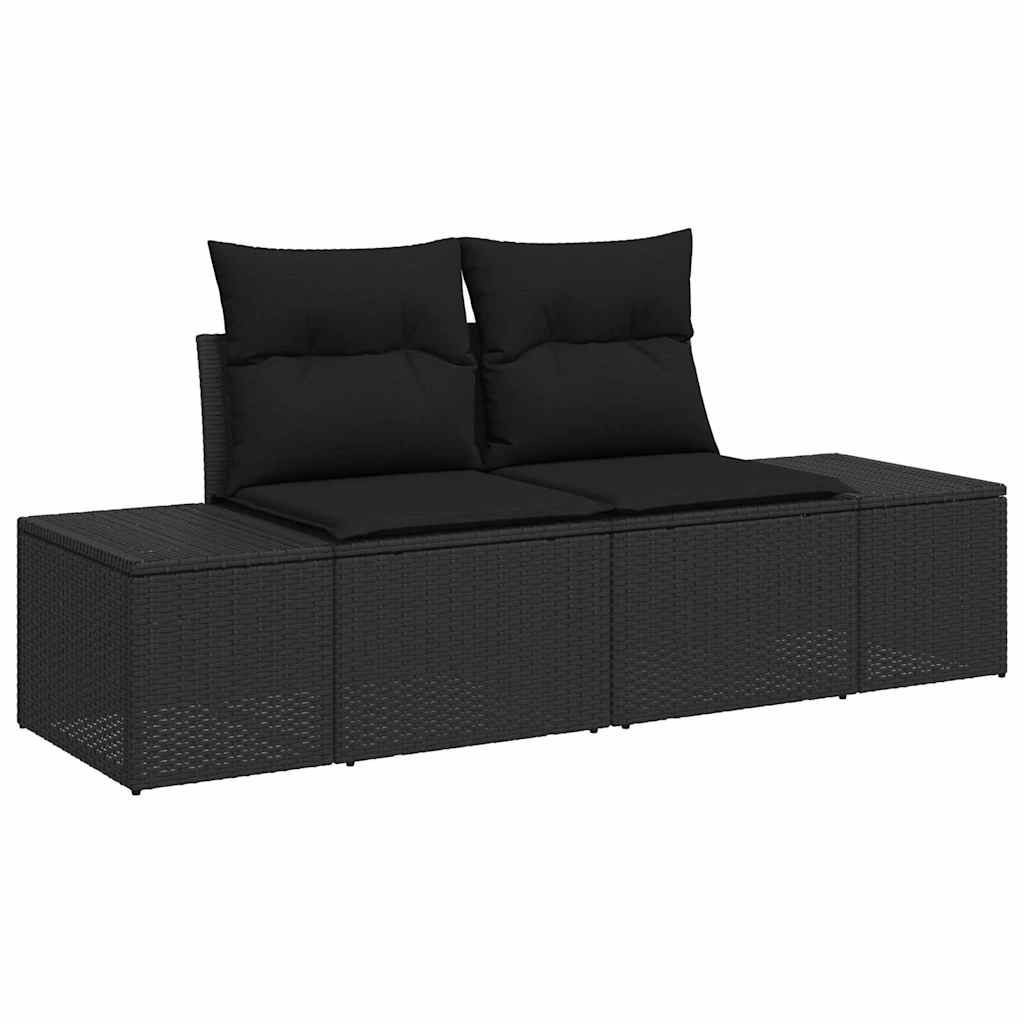 Gartensofa-set mit Kissen 8 pcs Schwarz