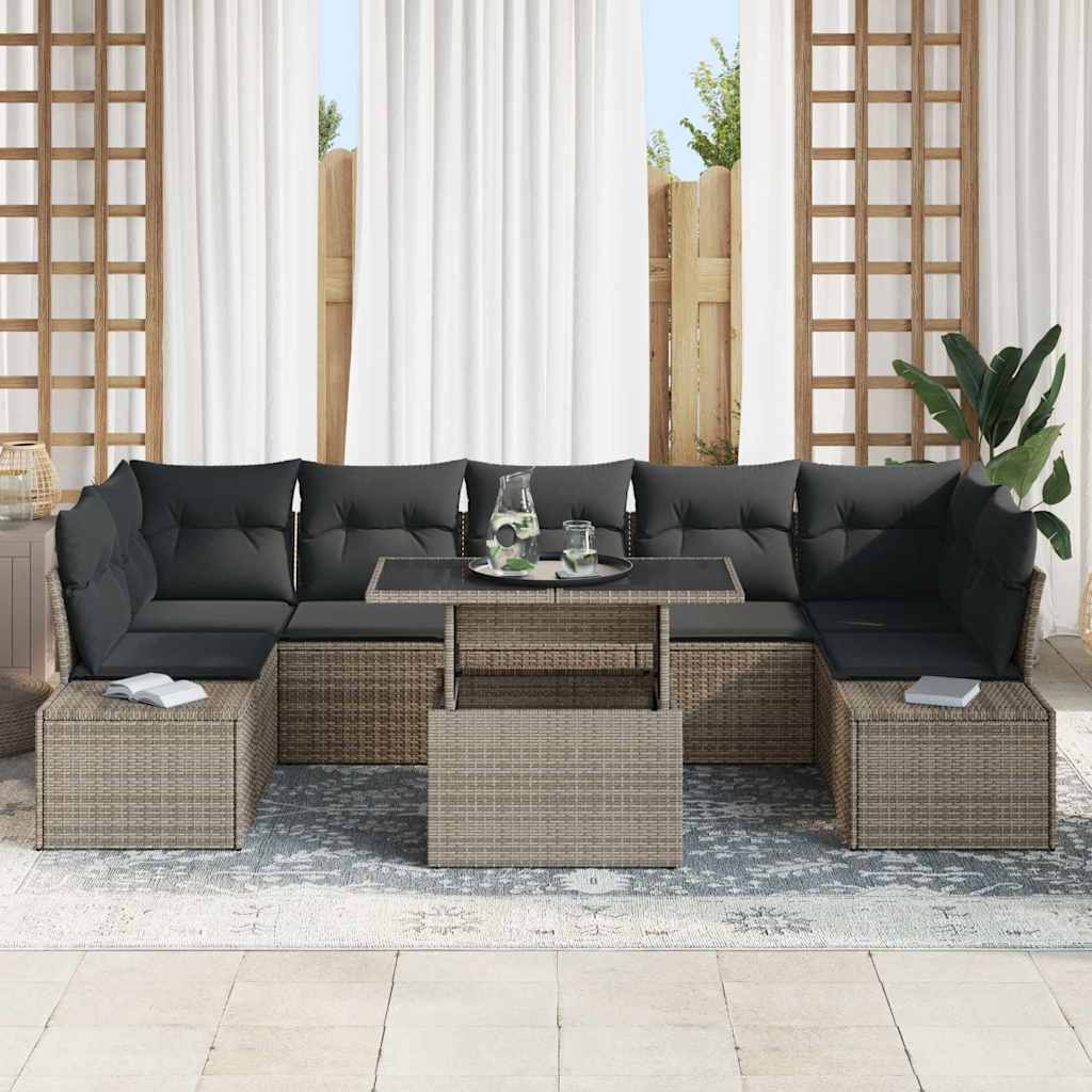 Garten-Sofa-Set mit Kissen 8 pcs Grau