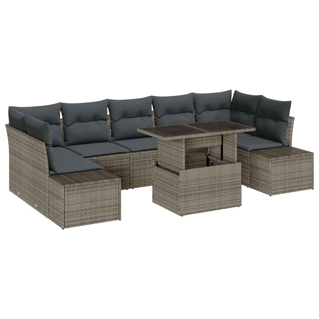 Garten-Sofa-Set mit Kissen 8 pcs Grau