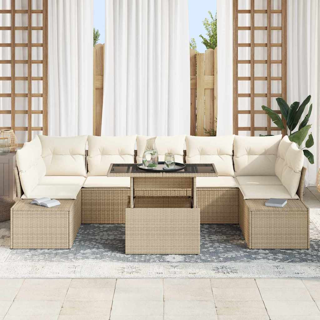 Garten-Sofa-Set mit Kissen 8 pcs Beige und Creme