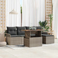 Garten-Sofa-Set mit Speicher 6 pcs Grau Poly Rattan