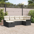 Gartensofa-set mit Kissen 6 pcs Schwarz und Creme Poly-Rattan