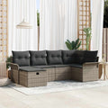 Gartensofa-set mit Kissen mit Speicher 6 pcs Grau Poly-Rattan