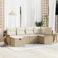 Gartensofa-set 6 Stk. Beige und Creme Poly-Rattan
