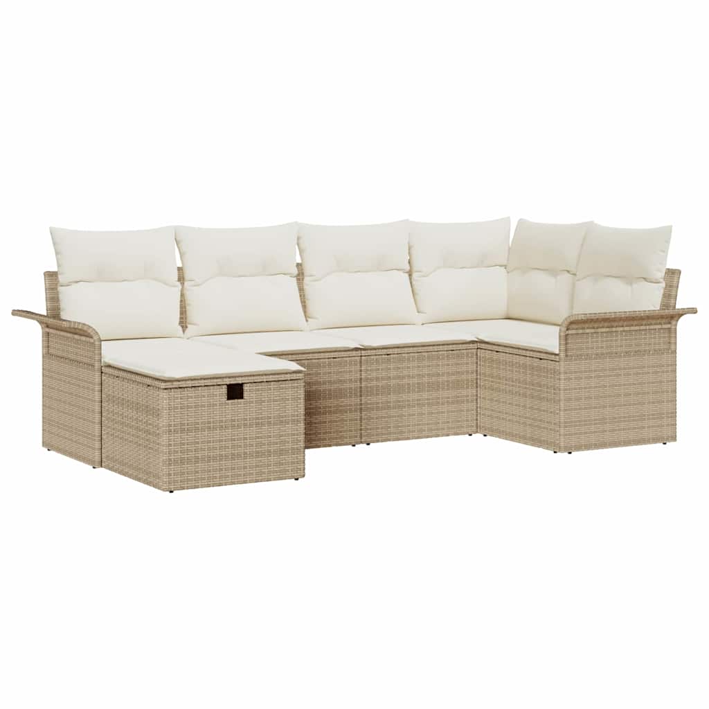 Gartensofa-set 6 Stk. Beige und Creme Poly-Rattan