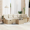 Gartensofa-set 7 Stk. Beige und Creme Poly-Rattan