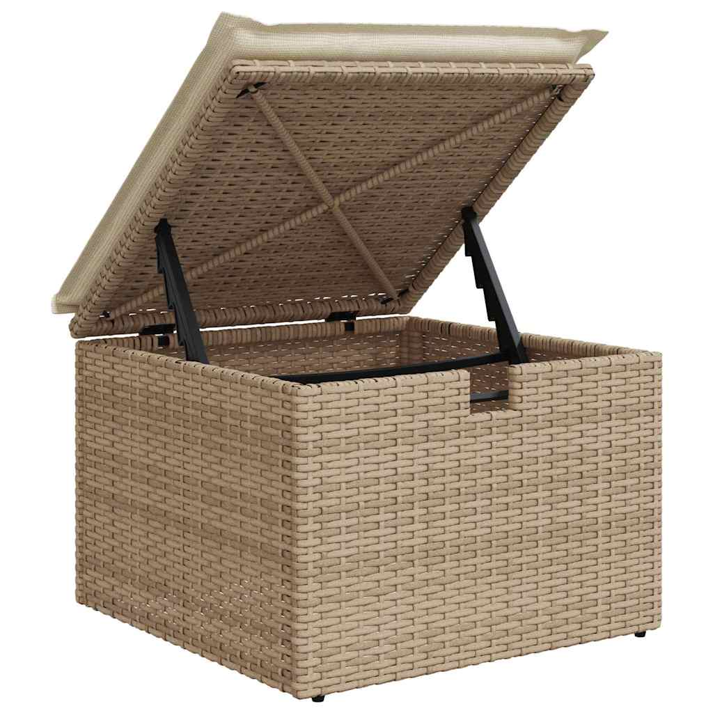 Gartensofa-set mit Kissen 7 pcs Beige und Creme Poly-Rattan
