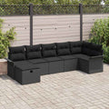 Gartensofa-set mit Kissen 7 pcs Schwarz Poly-Rattan