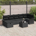 Gartensofa-set mit Kissen 8 pcs Schwarz Poly-Rattan
