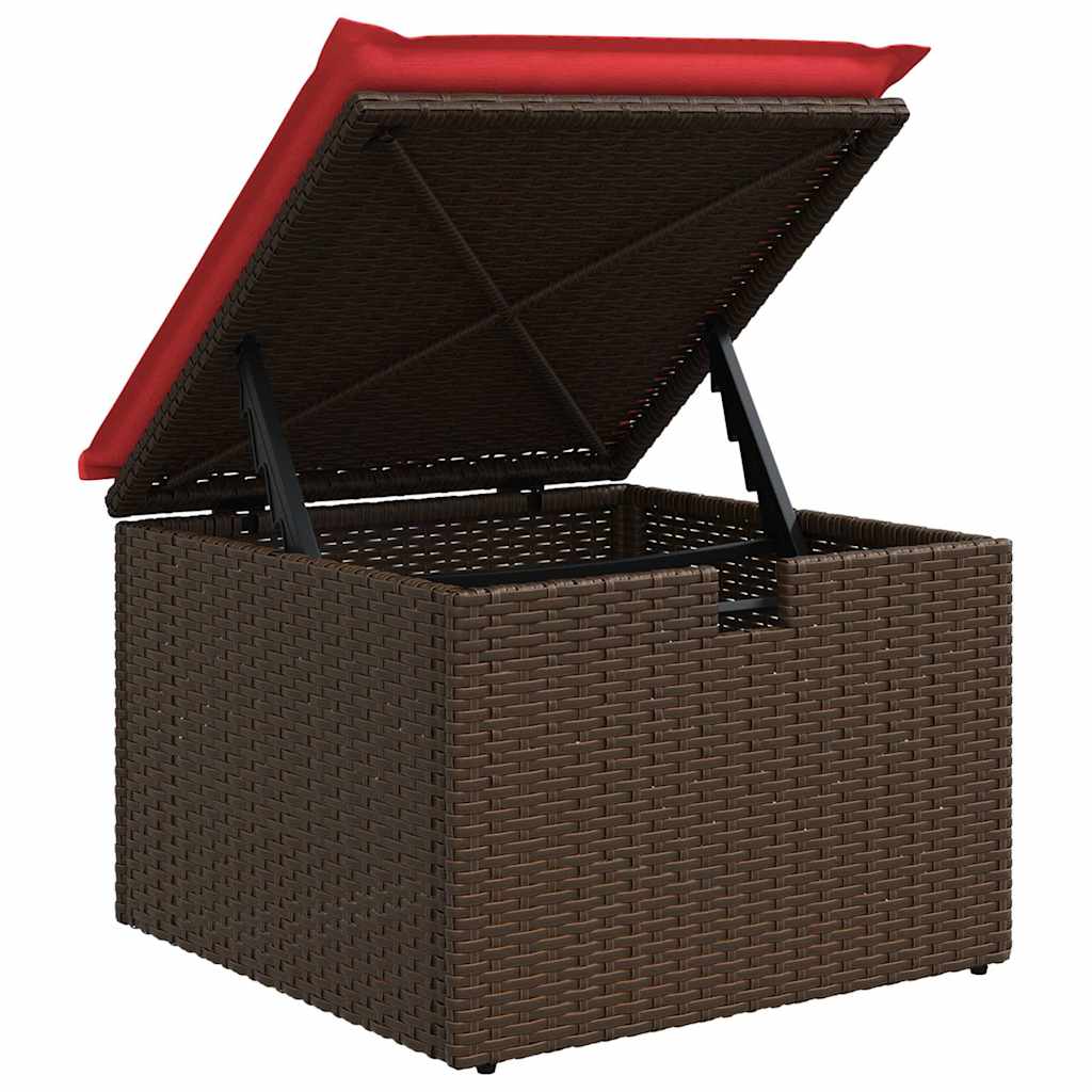 Gartensofa-set mit Kissen 8 pcs Braun und Rot Poly-Rattan