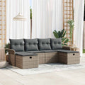 Gartensofa-set mit Kissen mit Speicher 6 pcs Grau Poly-Rattan