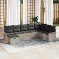 Gartensofa-set mit Kissen 8 pcs Hellgrau Poly-Rattan