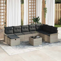 Gartensofa-set mit Kissen 9 pcs Hellgrau Poly-Rattan