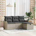 Gartensofa-set mit Kissen 4 pcs Hellgrau Poly-Rattan