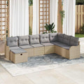 Sofa Set mit Kissen mit Speicher Beige und Hellgrau Poly-Rattan