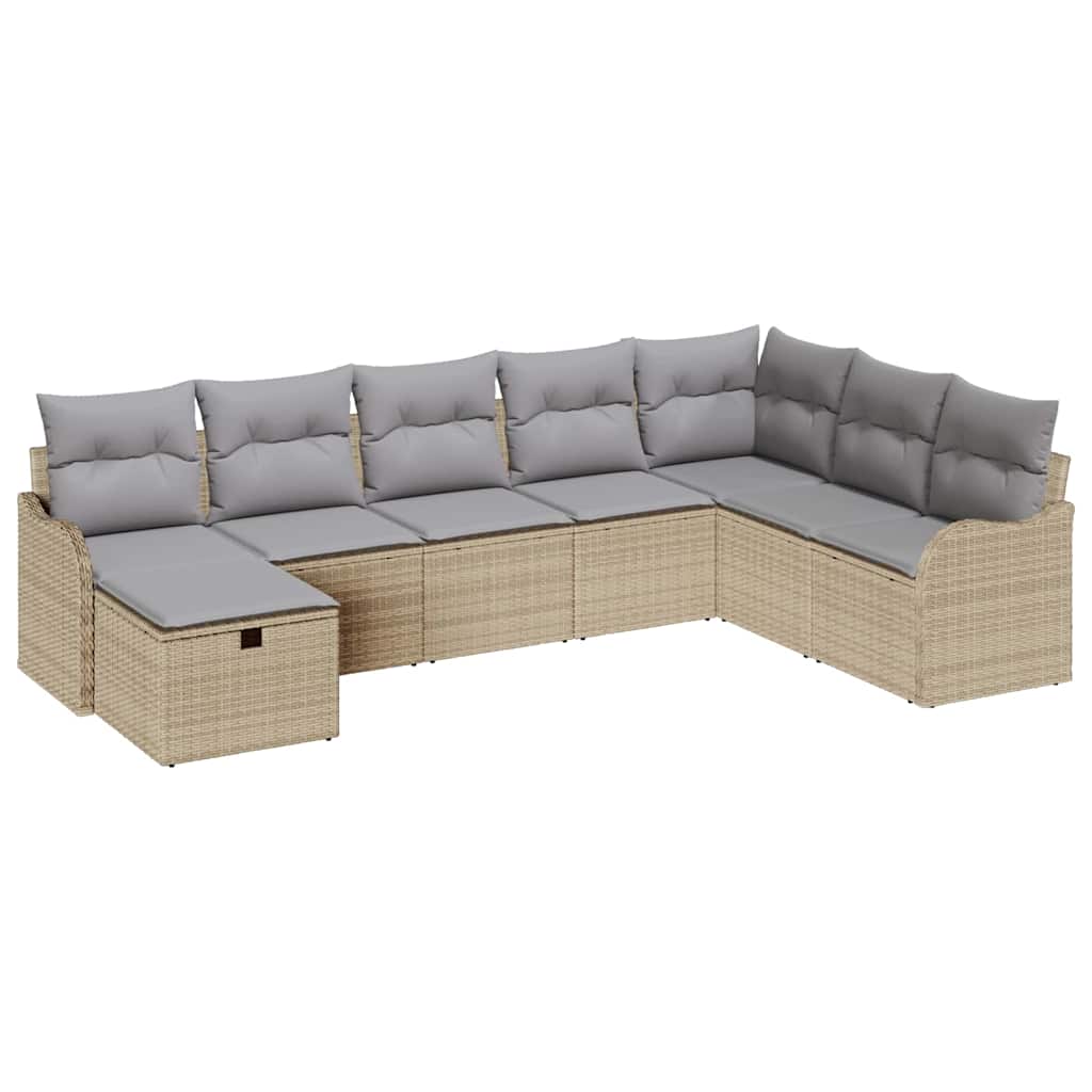 Sofa Set mit Kissen mit Speicher Beige und Hellgrau Poly-Rattan