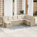 Sofa Set mit Kissen 8 pcs Beige und Creme Poly-Rattan