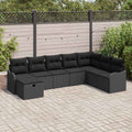 Sofa Set mit Kissen mit Speicher Schwarz Poly-Rattan