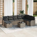 Sofa Set mit Kissen mit Speicher 9 pcs Grau Poly-Rattan